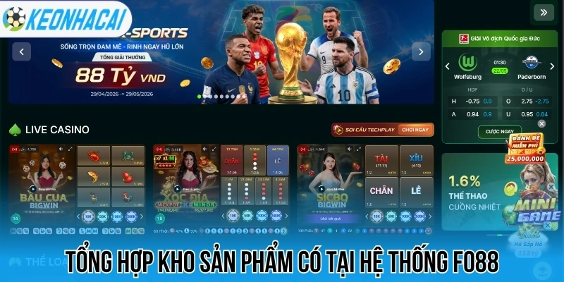 Fo88 - Sân Chơi Cá Cược Bóng Đá Cập Nhật Kèo Sớm Top 1 1 Tổng hợp kho sản phẩm có tại hệ thống Fo88