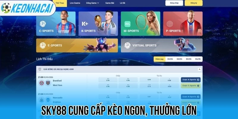 Nhà Cái Uy Tín - Tổng Hợp Top 20 Sân Chơi Chất Lượng 30 Sky88 cung cấp kèo ngon, thưởng lớn