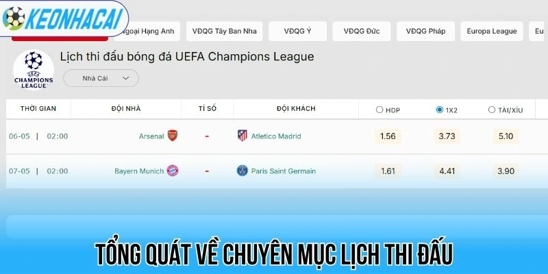 Lịch thi đấu bóng đá hôm nay 25 Tổng quát về chuyên mục lịch thi đấu
